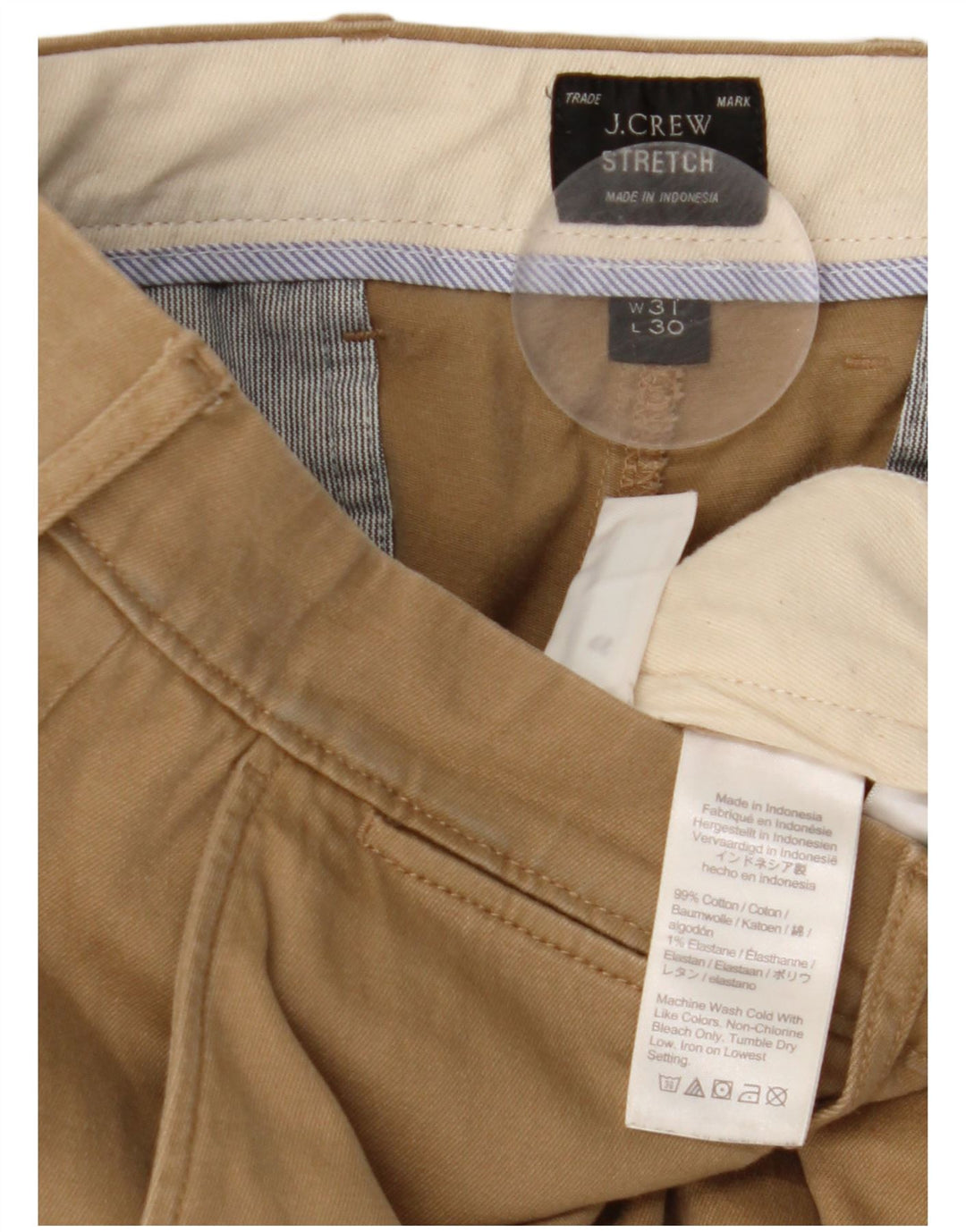 J. CREW Pantalón chino recto para hombre W31 L30 Algodón beige