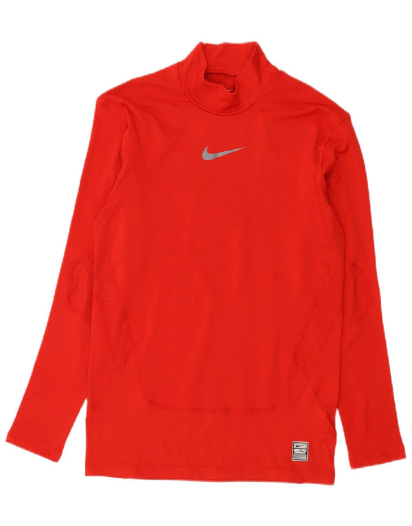 Nike Mens Dri Fit Top manga larga poliéster rojo grande
