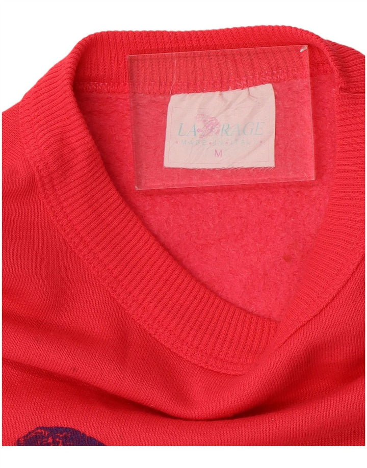 Vintage hombres sudadera gráfica jumper algodón rosa medio