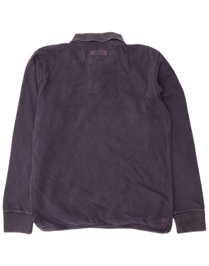 Polo de hombre Fat Face de manga larga de algodón azul marino medio