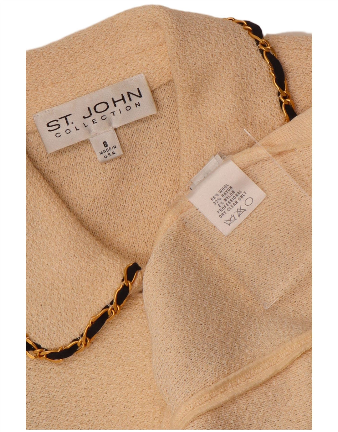VINTAGE Mujer 3/4 Manga Cardigan Suéter US 8 Mediana Lana Blanca