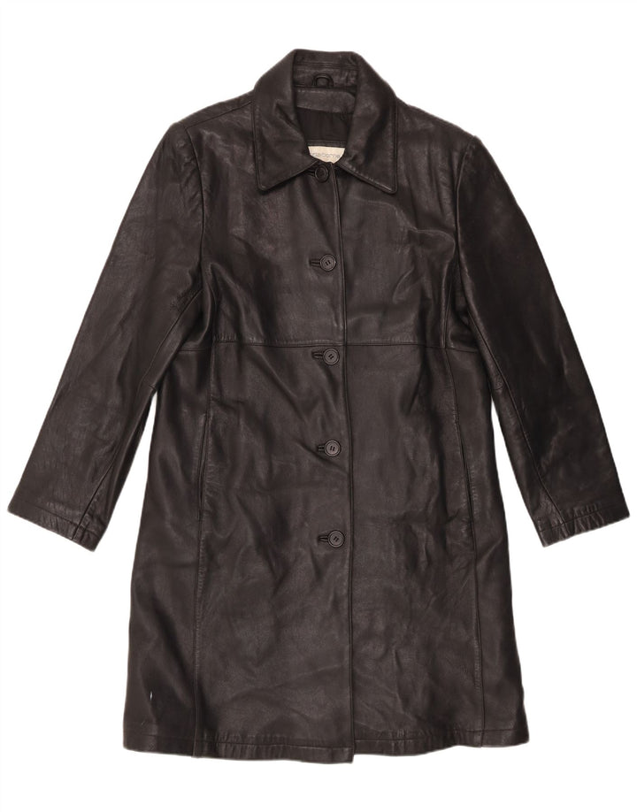 Liz Claiborne Abrigo de cuero para mujer Reino Unido 46 Cuero negro grande