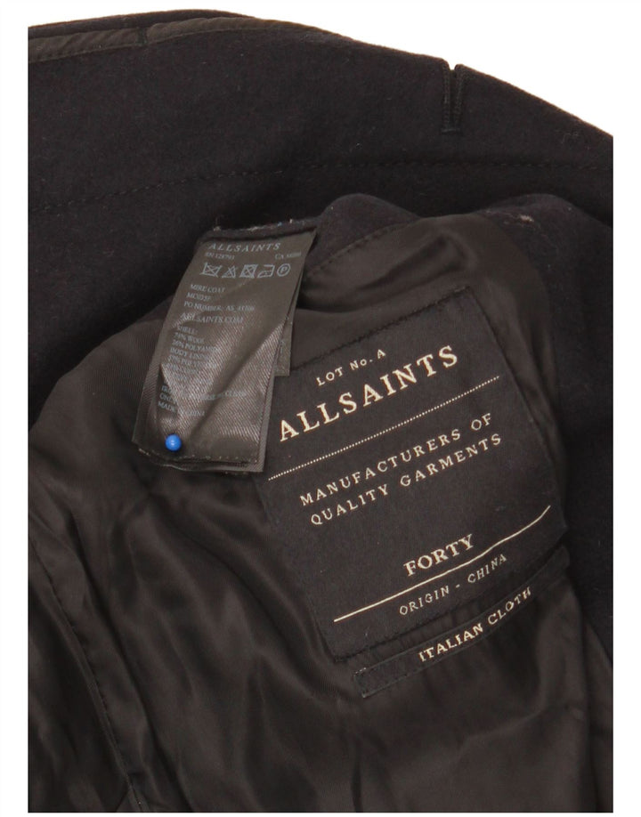 ALL SAINTS Abrigo para hombre UK 40 Grande Lana negra