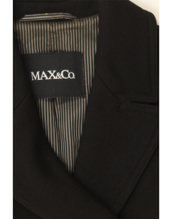 MAX & CO. Womens Double Breasted Coat UK 8 Small Black Wool Vintage Max & Co. and Second-Hand Max & Co. from Messina Hembry 