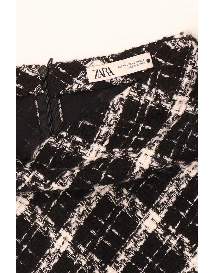 Zara Minifalda Mujer XS W24 Cuadros Negros
