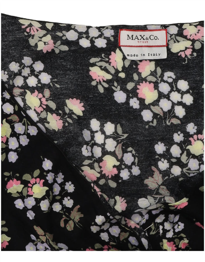 Max & Co. Blusa para mujer Top UK 10 Small Black Floral