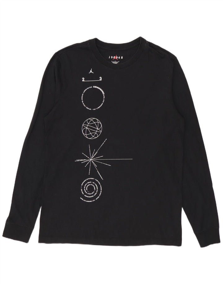 Jordan Mens Graphic Top Manga Larga Grande Algodón Negro