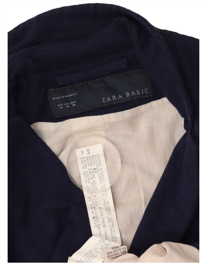 Zara Chaqueta Blazer De 1 Botón para Mujer UK 42 Medium Azul Marino Viscosa