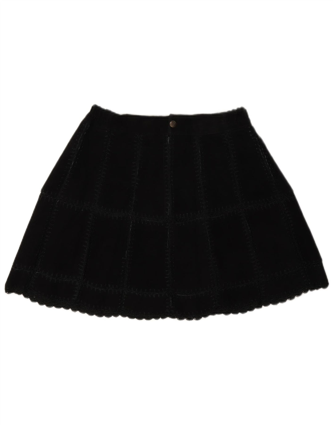 Vintage mujer ante mini falda W28 cuadros negros medianos