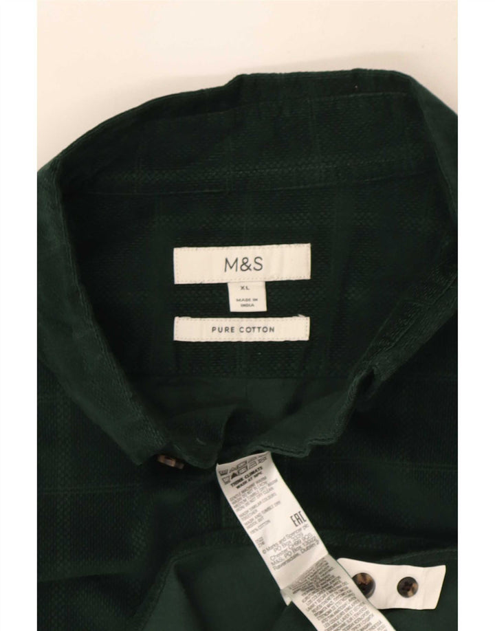 Marks & Spencer Camisa para hombre XL Algodón a cuadros verde