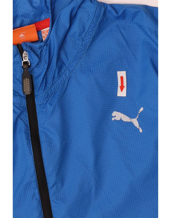 Puma Chaqueta impermeable con capucha para hombre UK 42 XL Nylon a cuadros azules