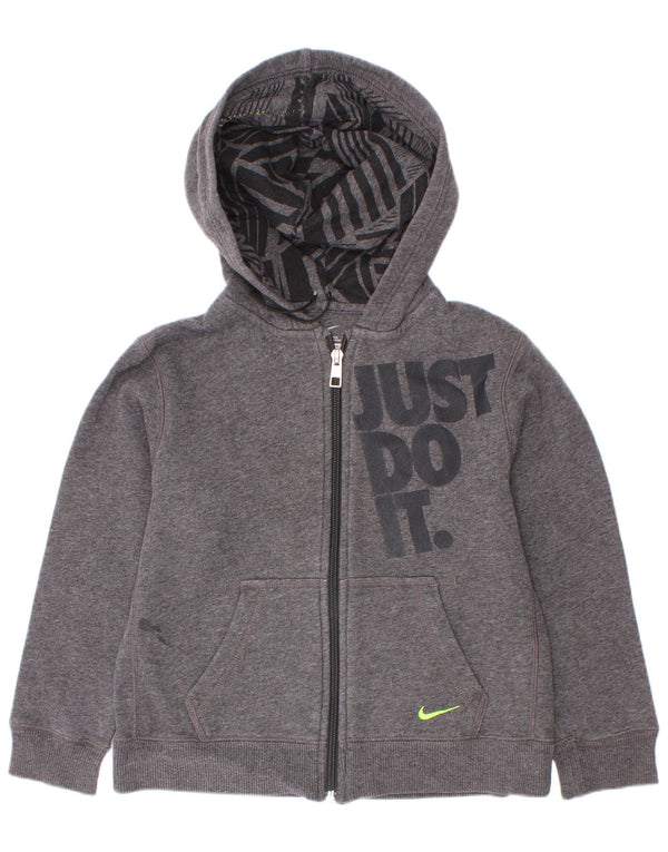 Nike Sudadera con capucha y cremallera gráfica para niños 6-7 años Gris