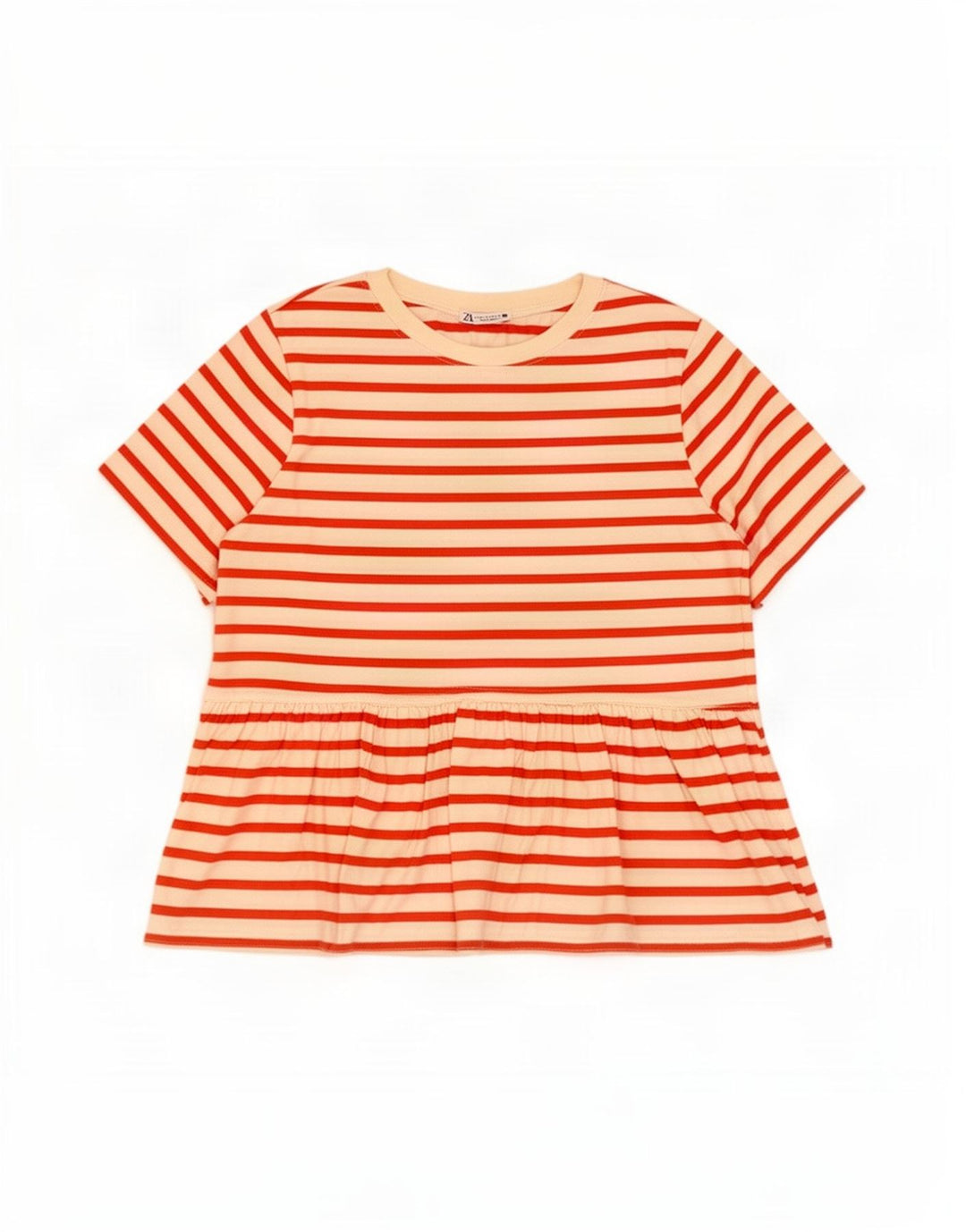 Zara Mujer Blusa Top UK 40 Medio Algodón Rayas Rojas