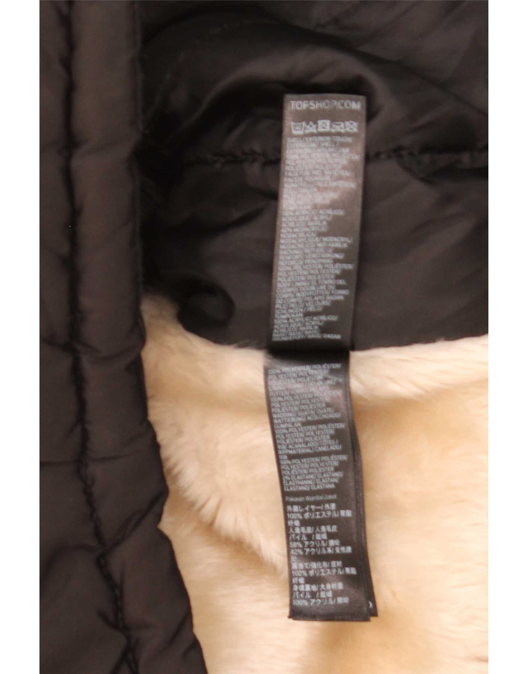 Topshop Chaqueta acolchada extragrande con capucha para mujer UK 8 Small Poliéster negro