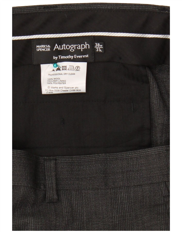 Marks & Spencer Pantalones de traje rectos Autograph para hombre W38 L31 Lana gris
