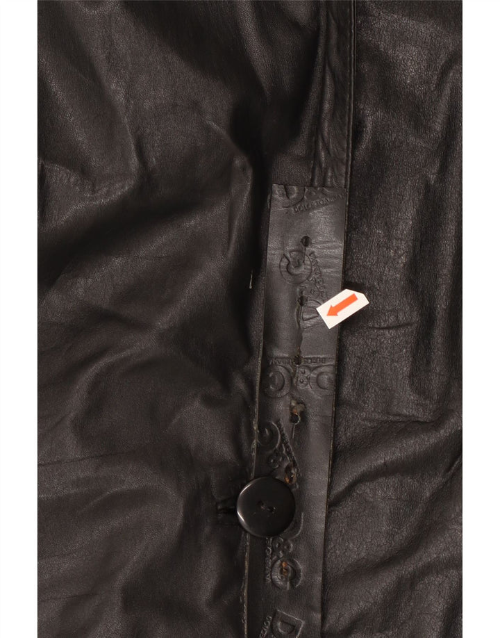 Vintage mujer chaqueta de cuero de gran tamaño Reino Unido 18 XL cuero negro