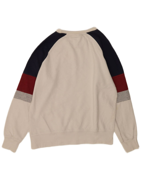 Ellesse Hombre Sudadera Gráfica Jumper Small Blanco Colorblock Algodón