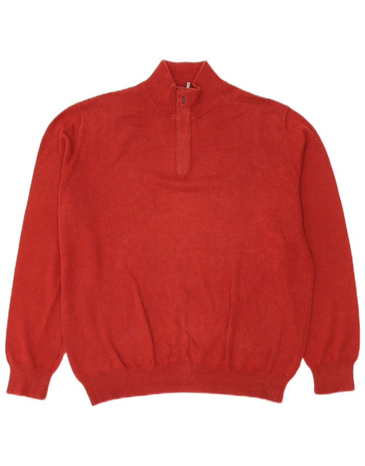 MASSIMO DUTTI Jersey De Cuello Con Cremallera Para Hombre Large Rojo Algodón