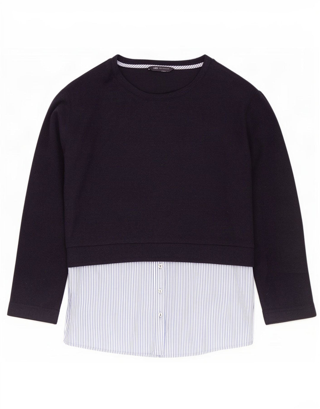 Marks & Spencer Top para mujer de manga larga UK 44 Large Azul marino Colorblock