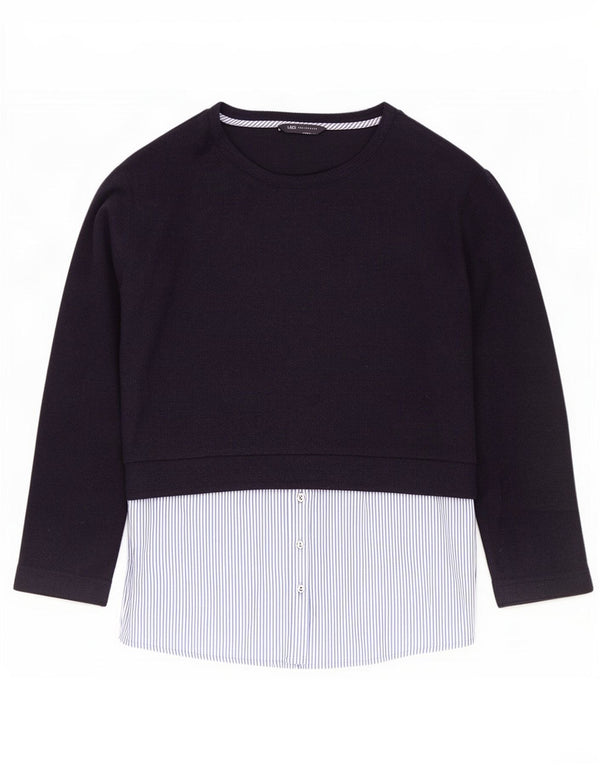 Marks & Spencer Top para mujer de manga larga UK 44 Large Azul marino Colorblock