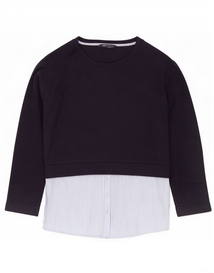 Marks & Spencer Top para mujer de manga larga UK 44 Large Azul marino Colorblock