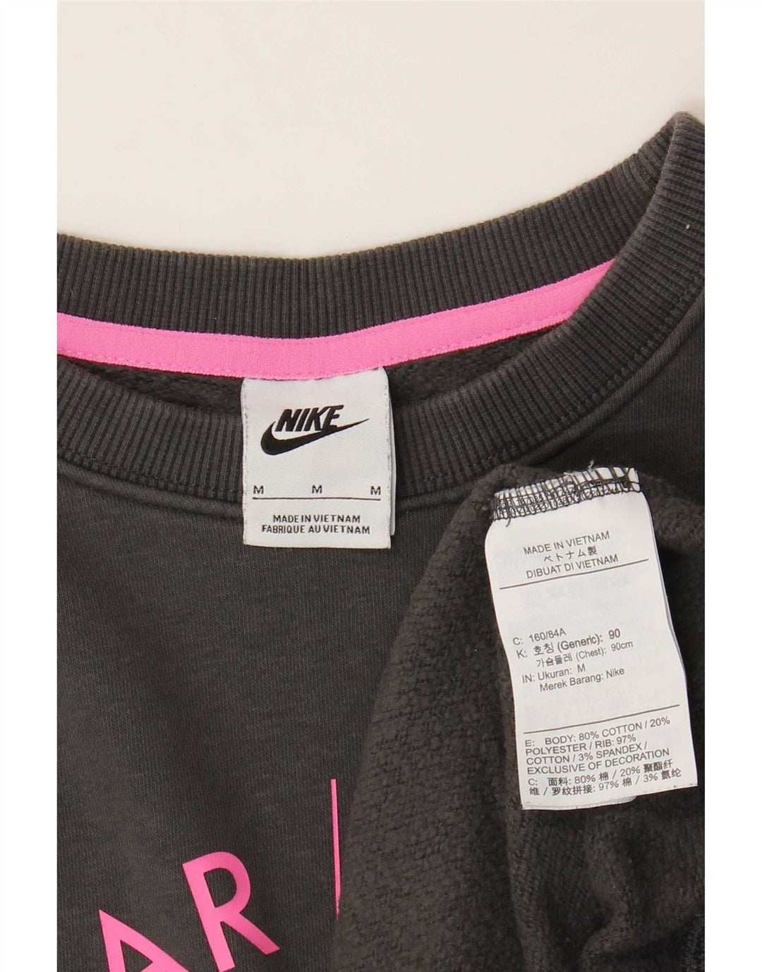 Nike - Sudadera extragrande con gráfico para mujer, talla 40, algodón gris medio