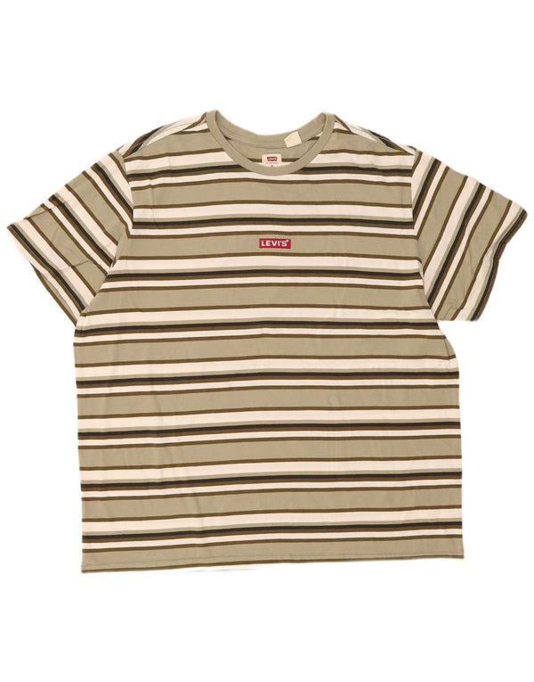 Levi's Hombre Camiseta Gráfica Top XL Algodón A Rayas Caqui