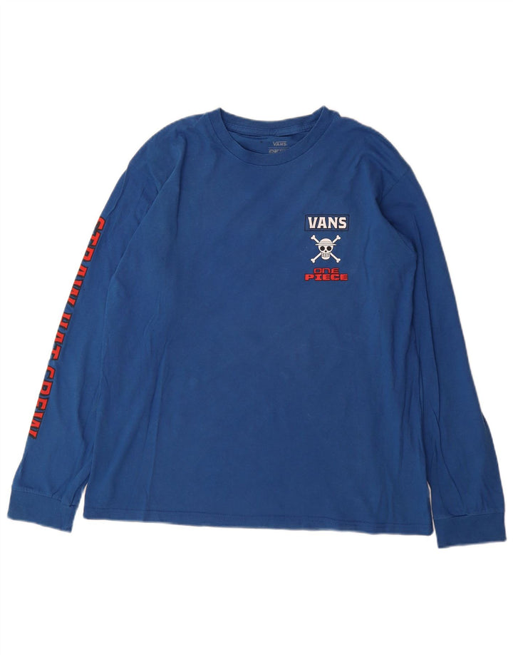 VANS Niños Sombrero de Paja Crew Graphic Top Manga Larga 14-15 Años XL Azul