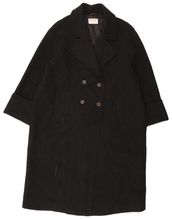 John Lewis Womens Oversized Double Breasted Coat UK 18 XL Black Polyester