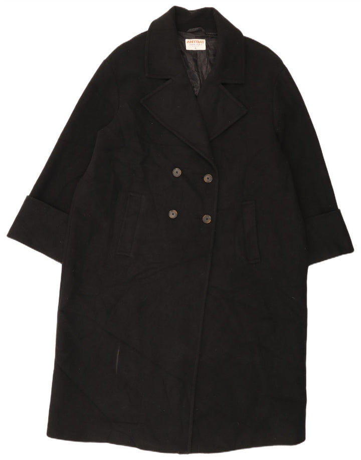 John Lewis Abrigo extragrande con doble botonadura para mujer UK 18 XL Poliéster negro