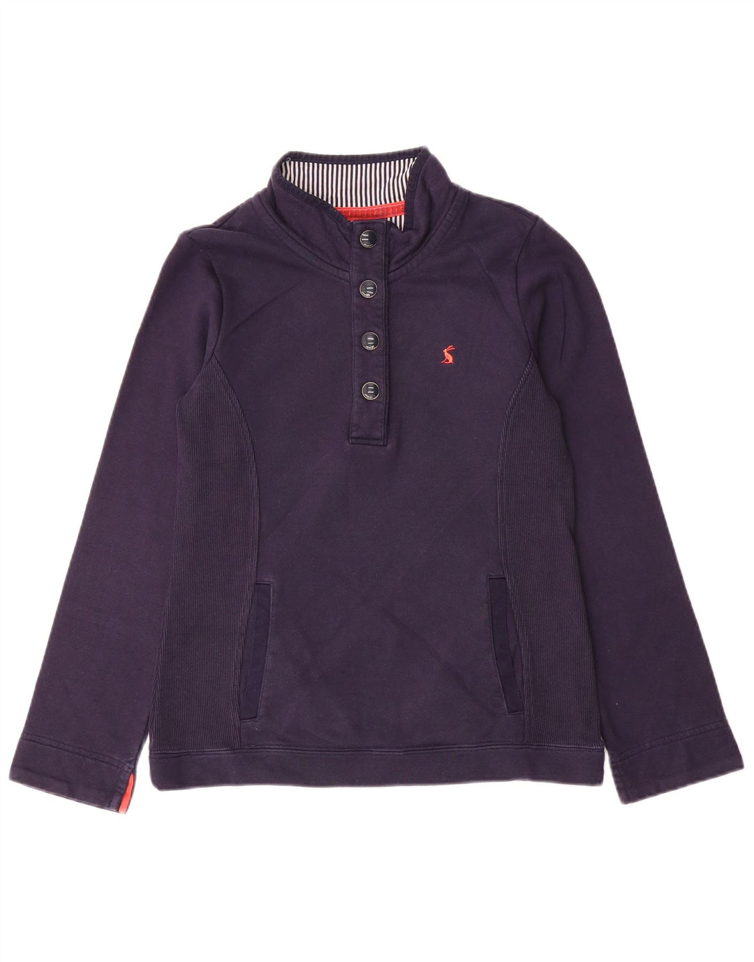 JOULES Sudadera con cuello y botones para mujer UK 8 Small Azul marino Algodón