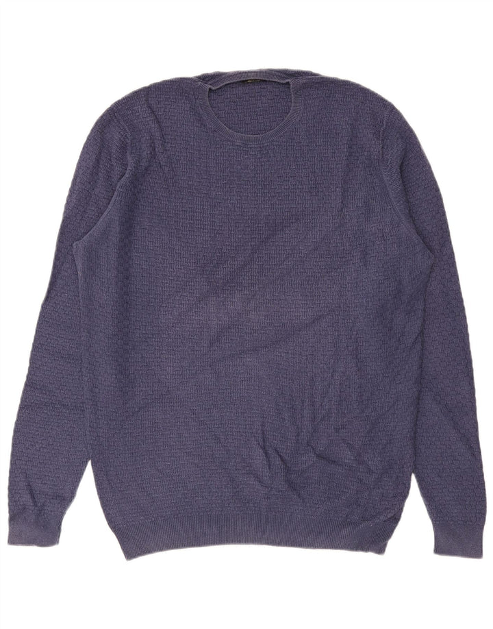 MASSIMO DUTTI Jersey Cuello Redondo Hombre XL Azul Algodón