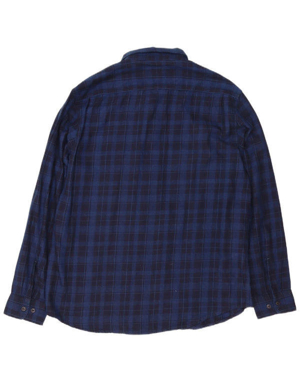 Lee Mens Indigo Relaxed Fit Flannel Shirt XL Navy Blue Check Cotton