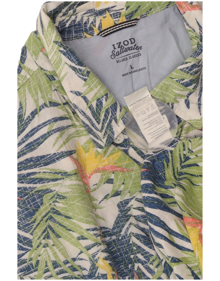 Izod Camisa De Manga Corta De Agua Salada Para Hombre Algodón Floral Multicolor Grande