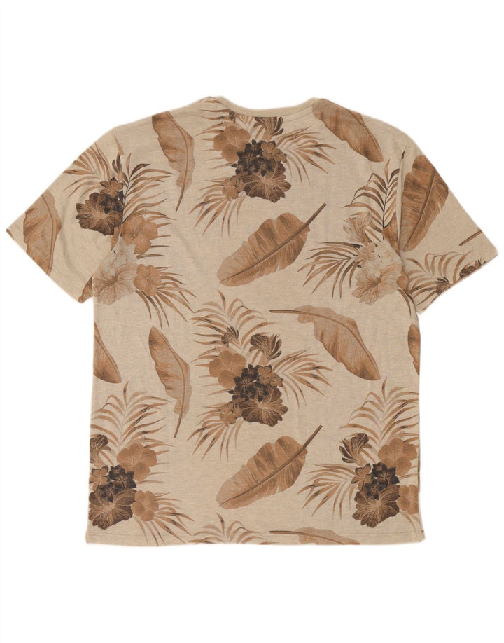 Zara Hombre Camiseta Gráfica Top XL Poliéster Floral Beige