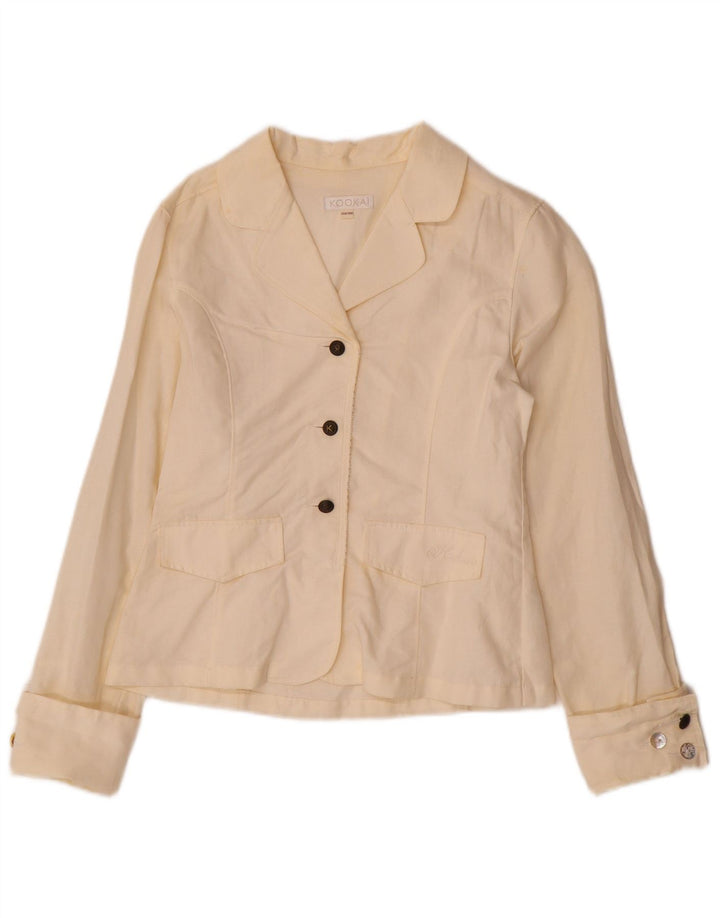 Kookai Chaqueta Blazer de 3 Botones para Niñas 11-12 Años Lino Blanco Roto