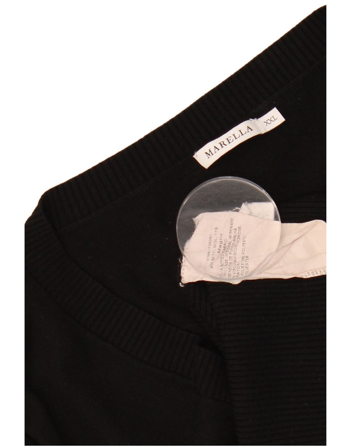 MARELLA Jersey militar con cuello en V para mujer UK 20 2XL Viscosa negra