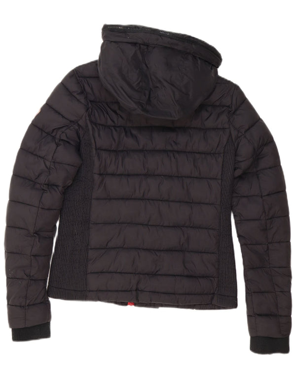 Superdry Chaqueta Acolchada Con Capucha Para Mujer UK 42 Medium Black Nylon