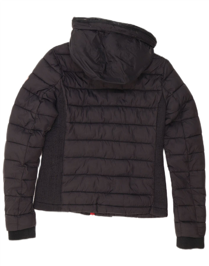Superdry Chaqueta Acolchada Con Capucha Para Mujer UK 42 Medium Black Nylon
