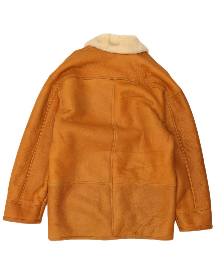 Chaqueta de piel de oveja vintage para hombre IT 48 Marrón medio