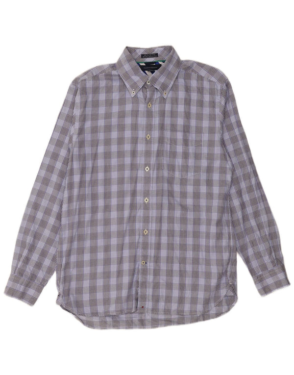 TOMMY HILFIGER Camisa de hombre de algodón a cuadros azul medio