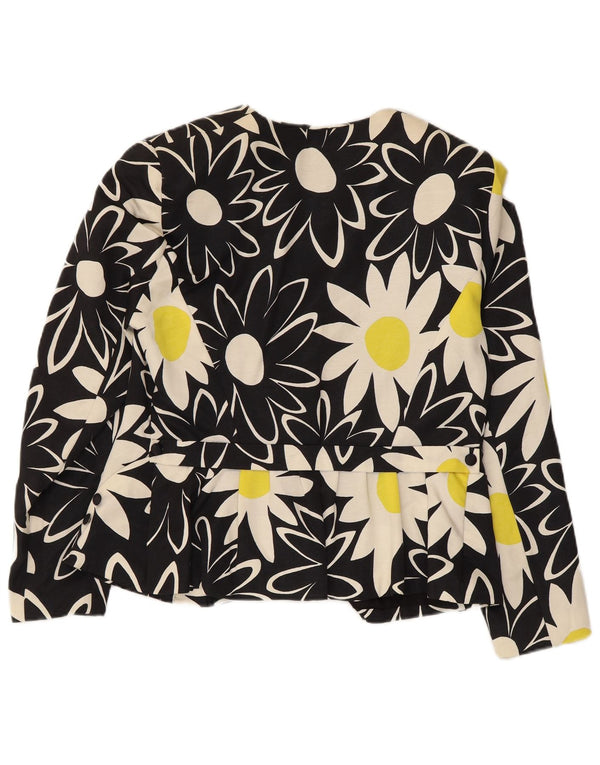 Vintage mujer 2 botones Blazer chaqueta Reino Unido 14 medio negro floral