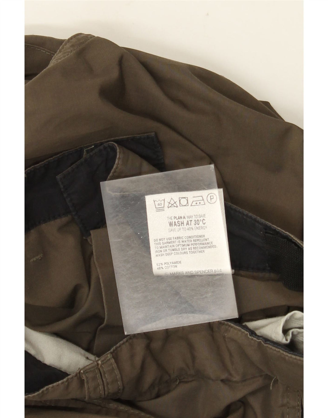 MARKS & SPENCER Pantalón cargo recto para hombre W40 L31 Poliamida verde