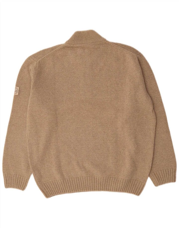 Murphy & Nye Jersey con cuello y cremallera para hombre, talla 2XL, lana beige
