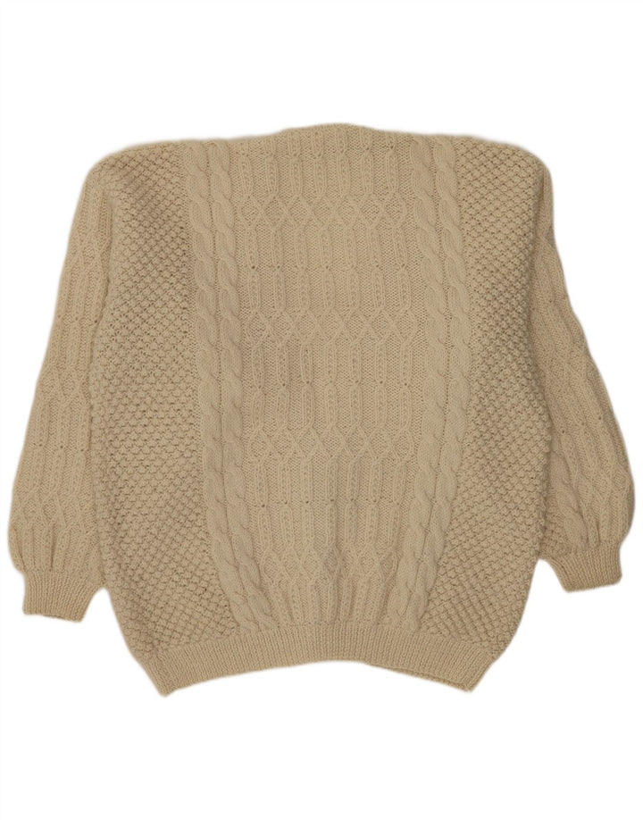 Vintage hombres Cardigan suéter XL de blanco