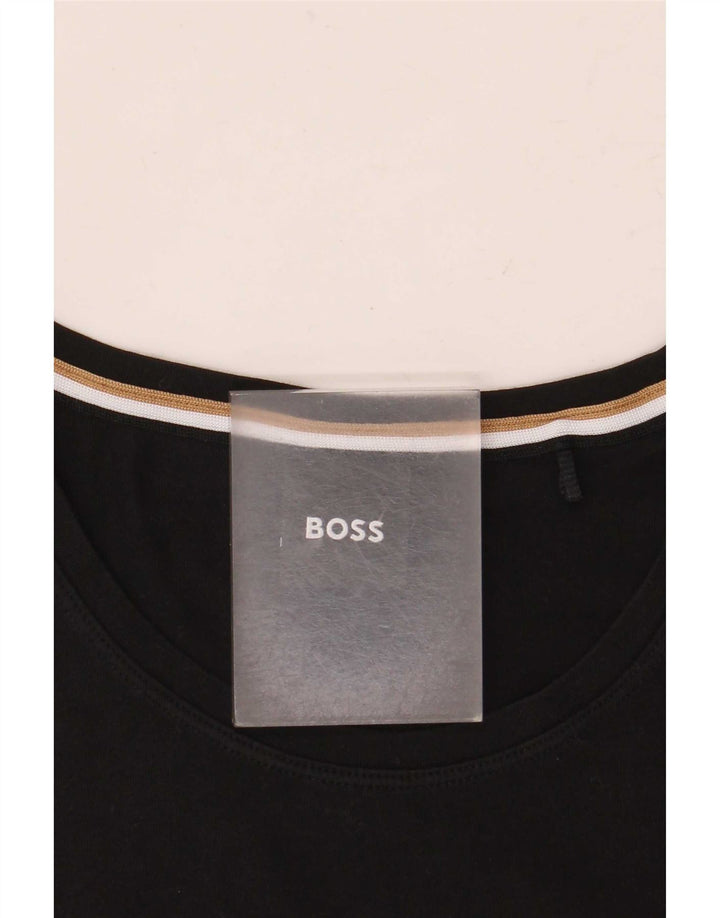 Hugo Boss Hombre Camiseta Top Medium Negro Algodón