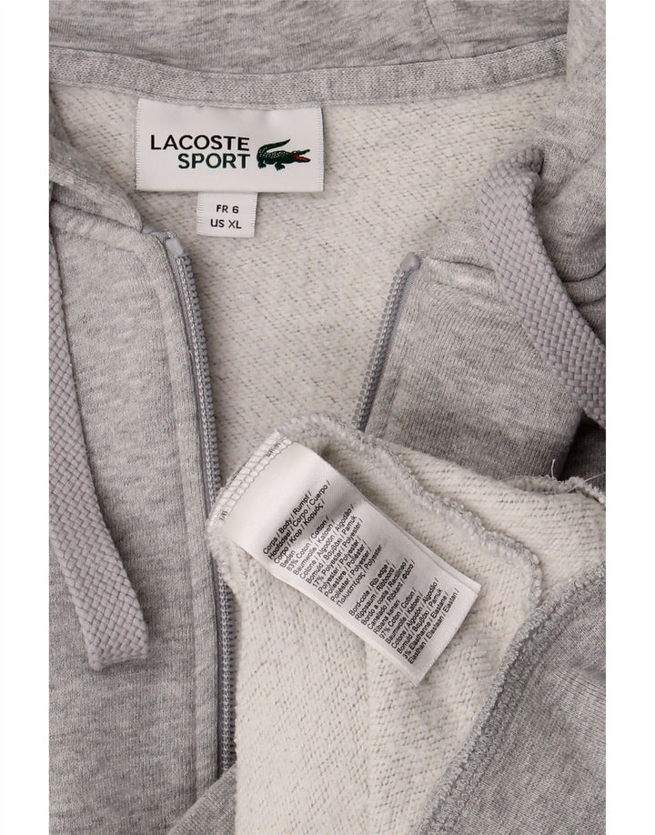 LACOSTE Sudadera con capucha y cremallera para hombre Talla 6 XL Algodón gris