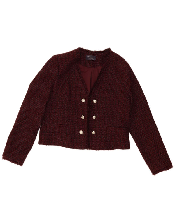 Marks & Spencer Chaqueta Bolero de Corte Recto para Mujer UK 10 Small Borgoña