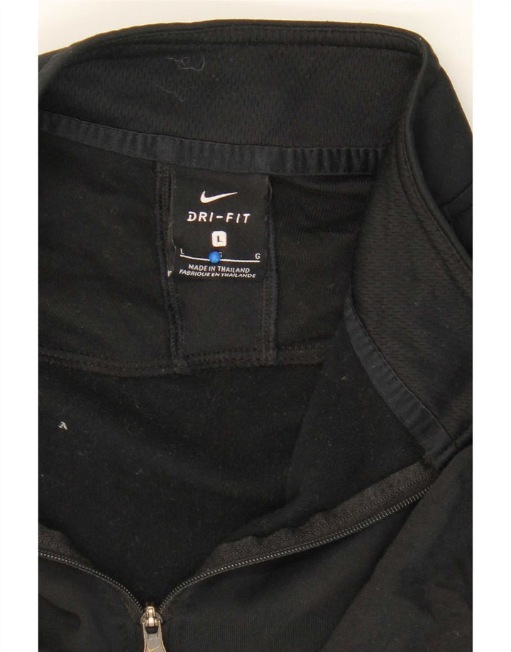 Nike Dri Fit - Chándal con cremallera y cuello para hombre, talla grande, poliéster negro