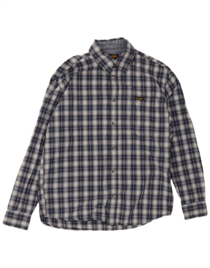 Camisa Wrangler Hombre Medium Azul Marino Cuadros Algodón